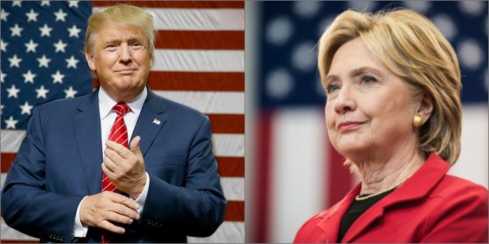 Os candidatos Donald Trump e Hillary Clinton. Trump-Hillary